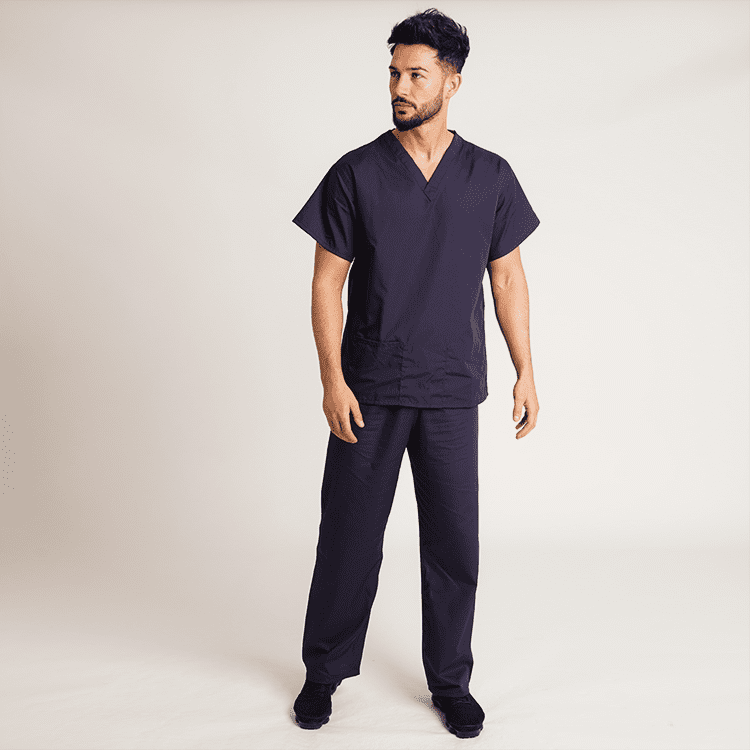 Unisex Reversable Scrubs - Navy - Model